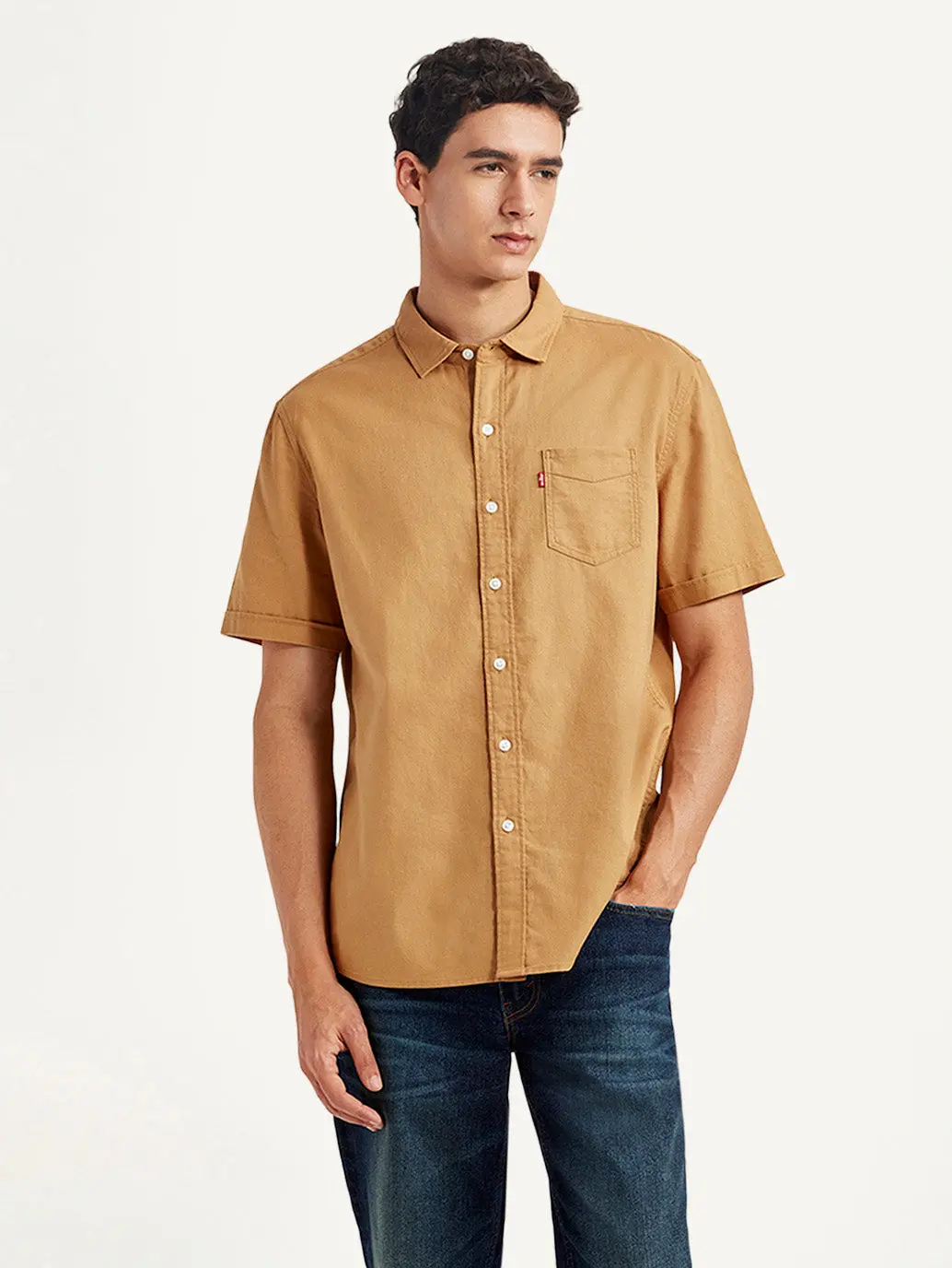 Men's Solid Yellow Slim Fit Oxford Shirt 1