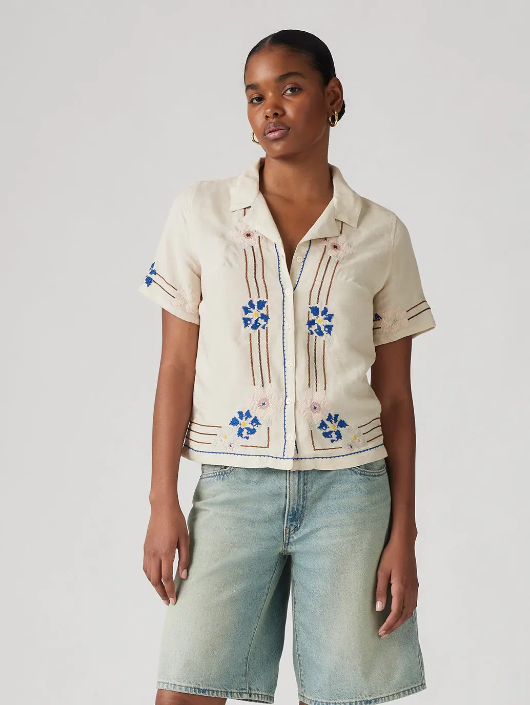 Women's Embroidered Camp Shirt 1
