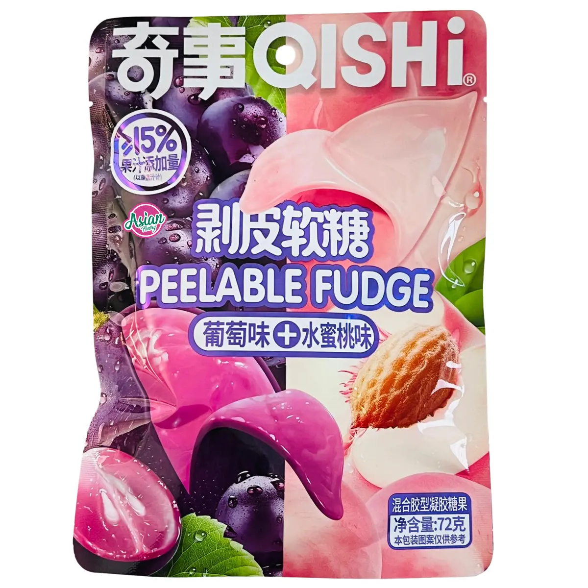 Qishi Peelable Fudge (Grape & Peach) 72G 1