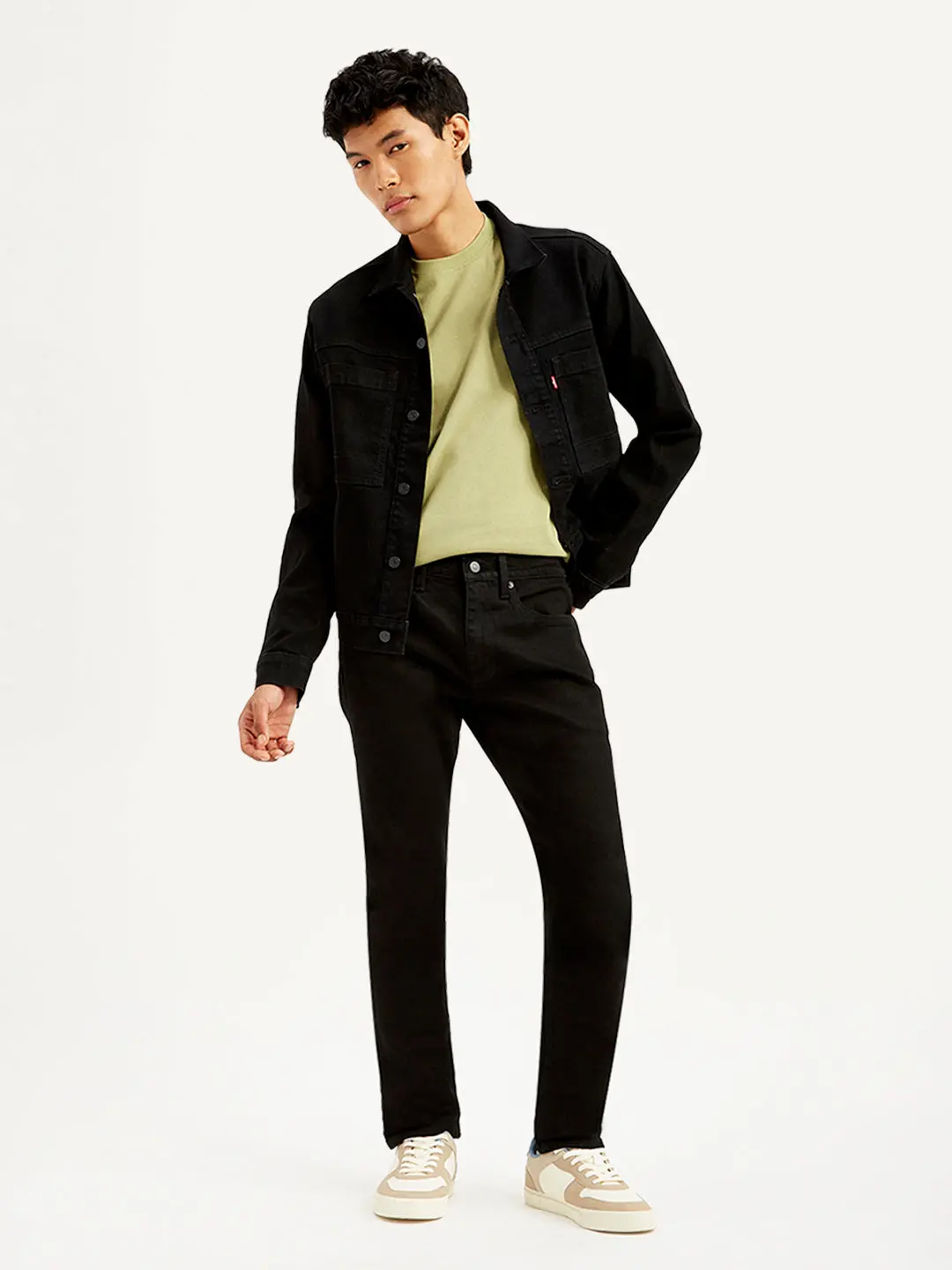 Men's 512 Black Slim Tapered Fit Mid Rise Selvedge Jeans 1
