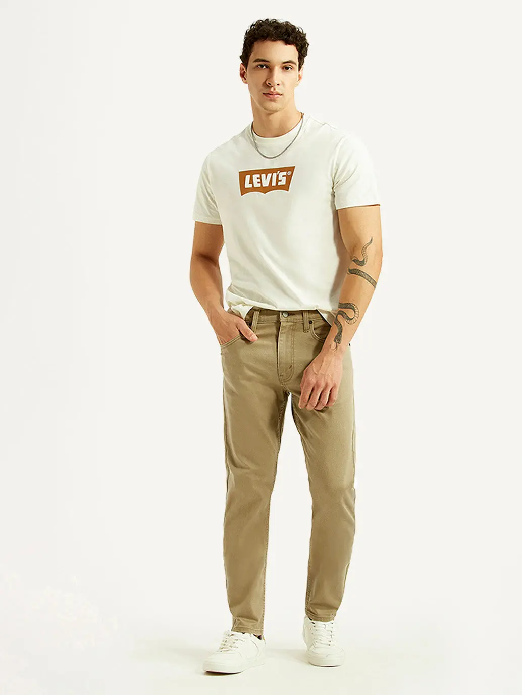 Men's 512 Beige Slim Tapered Fit Mid Rise Jeans 1