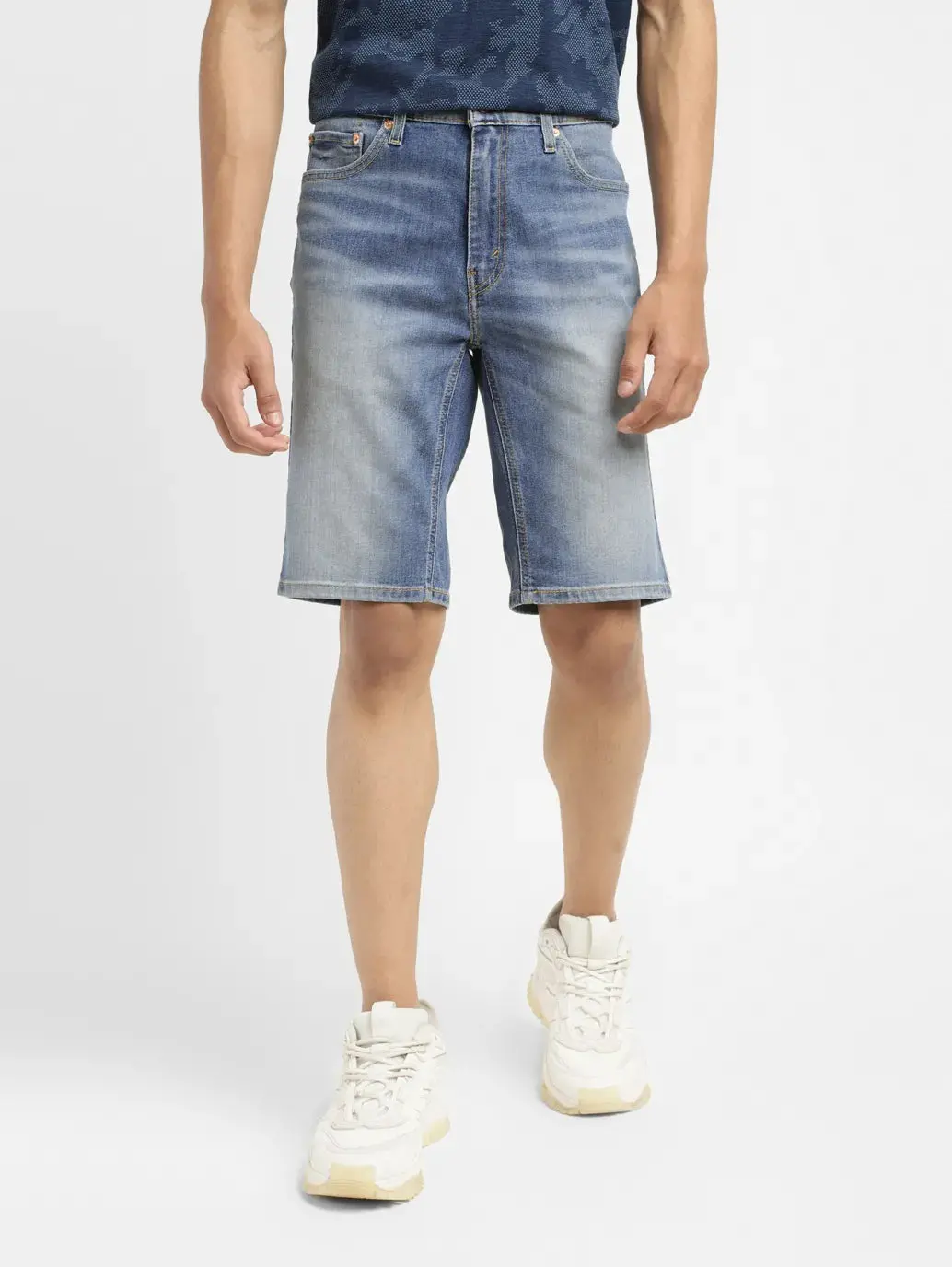 Men's Mid Indigo Skinny Fit Shorts 2