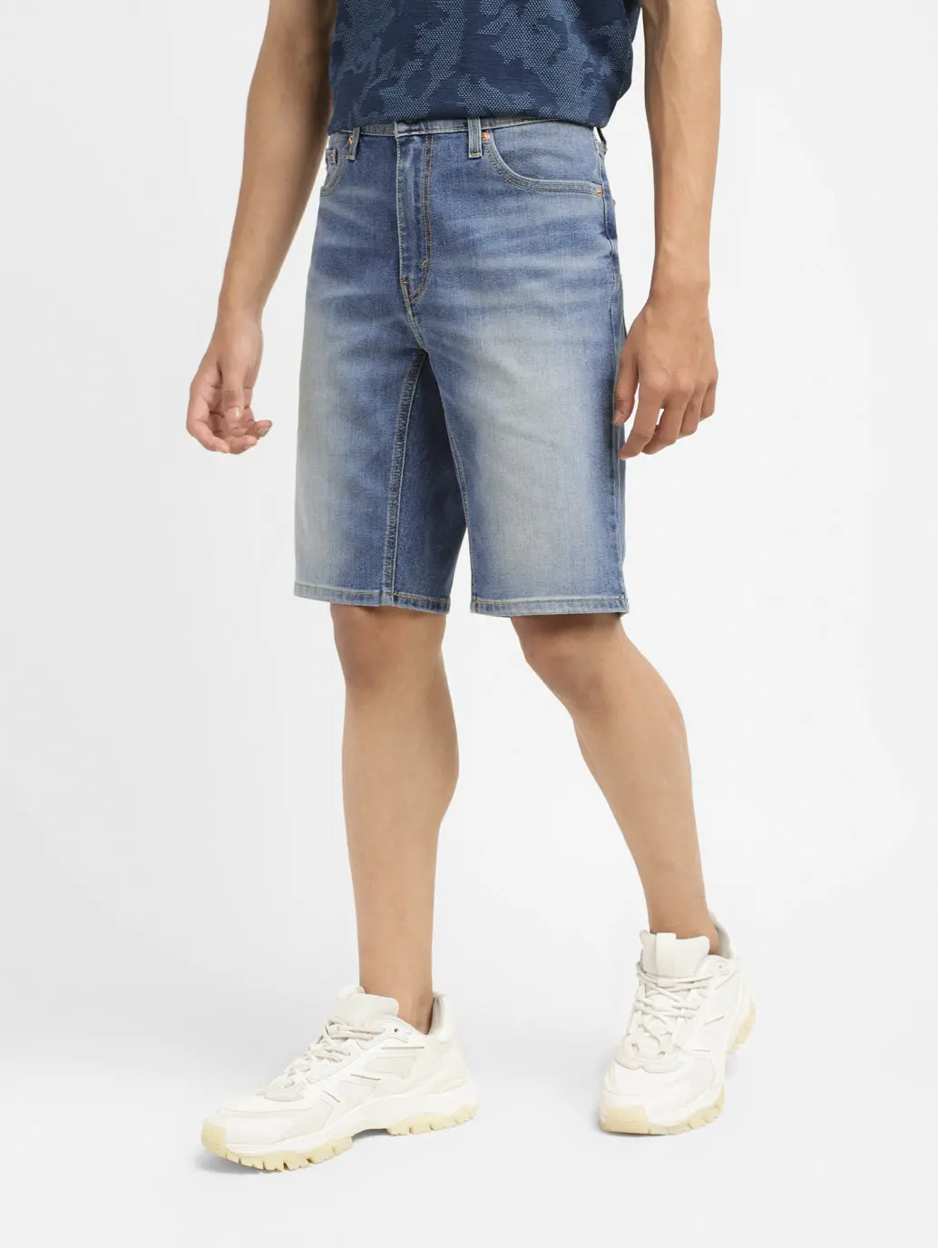 Men's Mid Indigo Skinny Fit Shorts 5