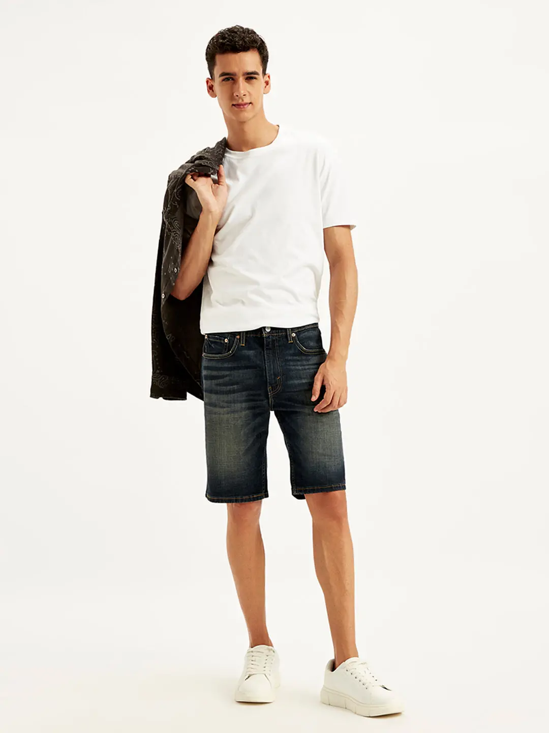 Men's Black Tapered Denim Shorts 1