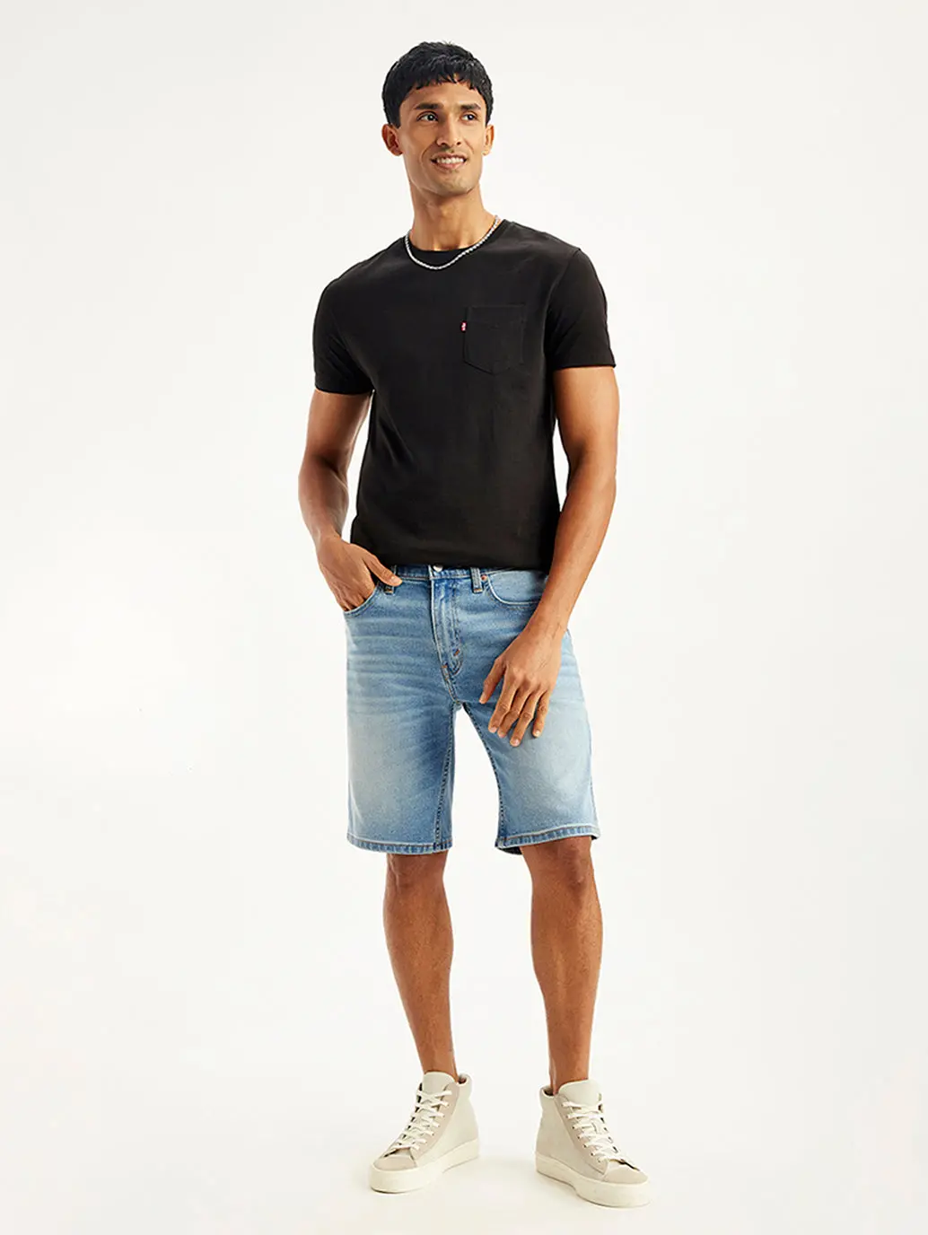 Men's Light-Blue Tapered Denim Shorts 1