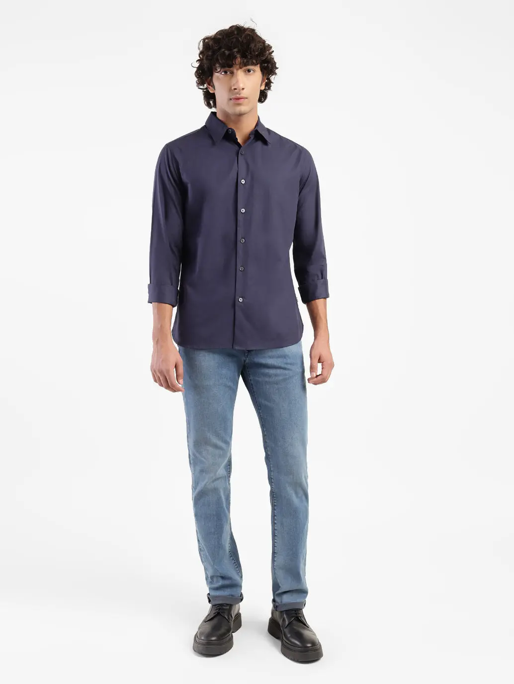 Men's Solid Spread Slim Fit Shirt 5