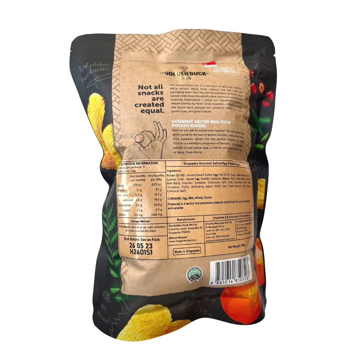 Golden Duck Salted Egg Yolk Potato Ridge 105G 1