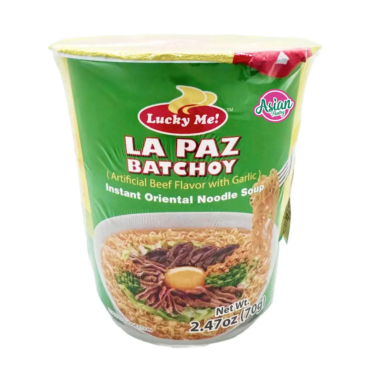 Lucky Me! Instant Cup Noodles La Paz Batchoy (Artificial Beef Flavour With Garlic) Flavour 70G 1