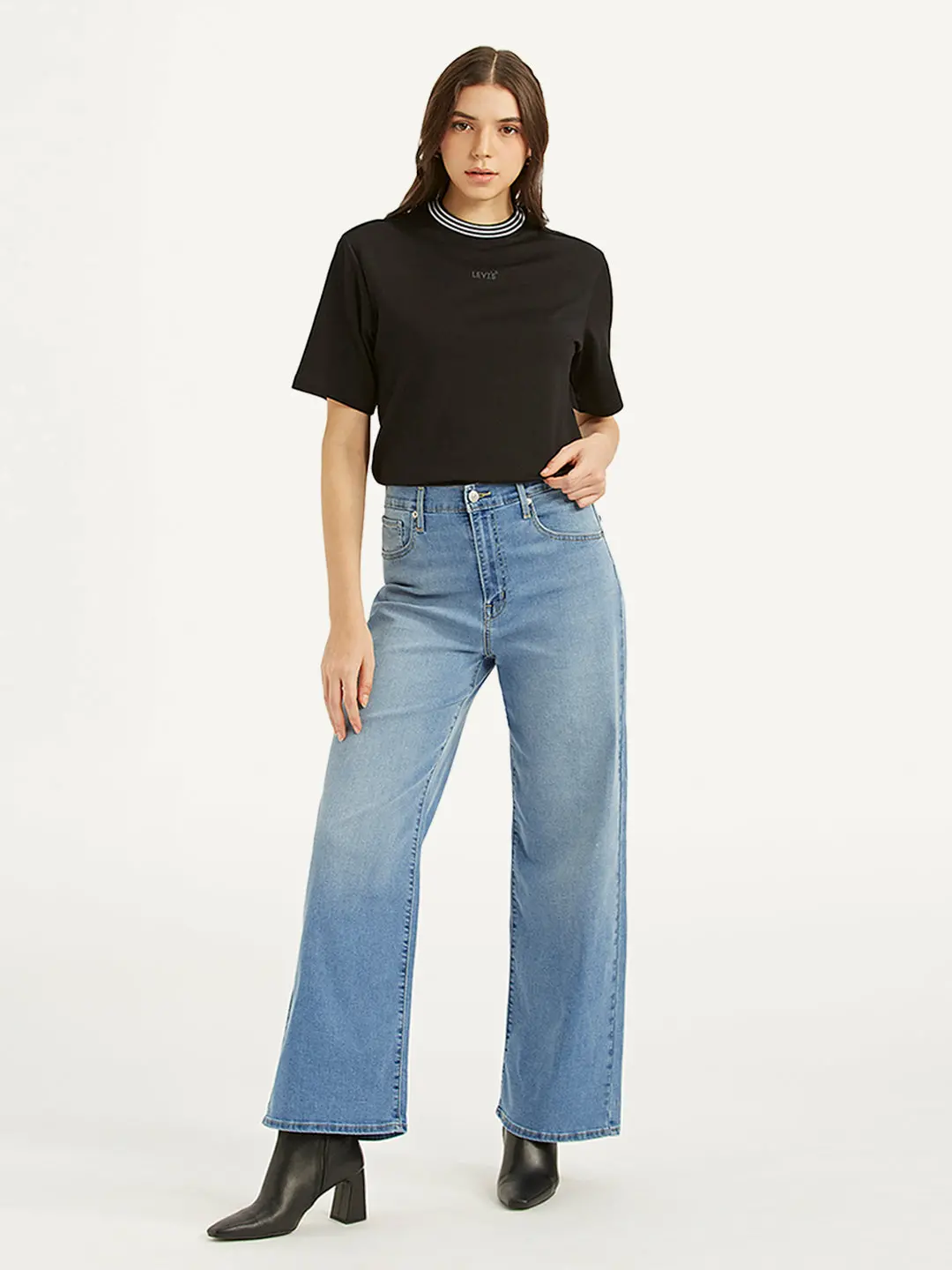 Women's Blue Mile High Wide Leg Fit High Rise Jeans 1