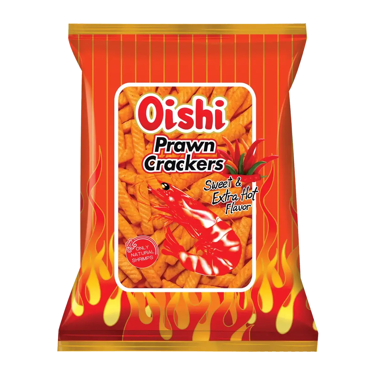 Oishi Prawn Crackers Sweet & Extra Hot Flavour 90G 1