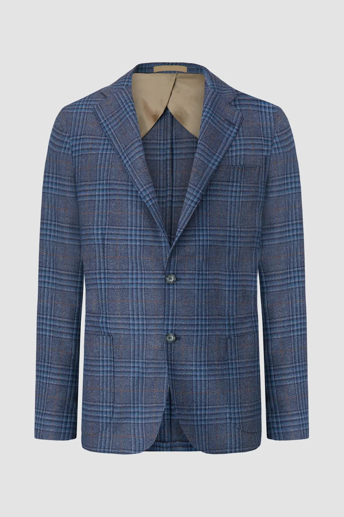 Barba Napoli Blue Checkered Long 2B Blazer 1