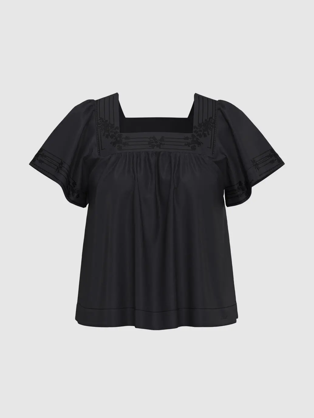 Women's Embroidered Black Square Neck Top 5