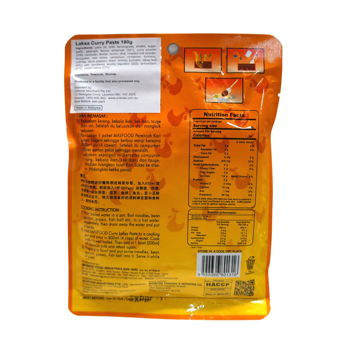Masfood Curry Laksa Paste 180G 2
