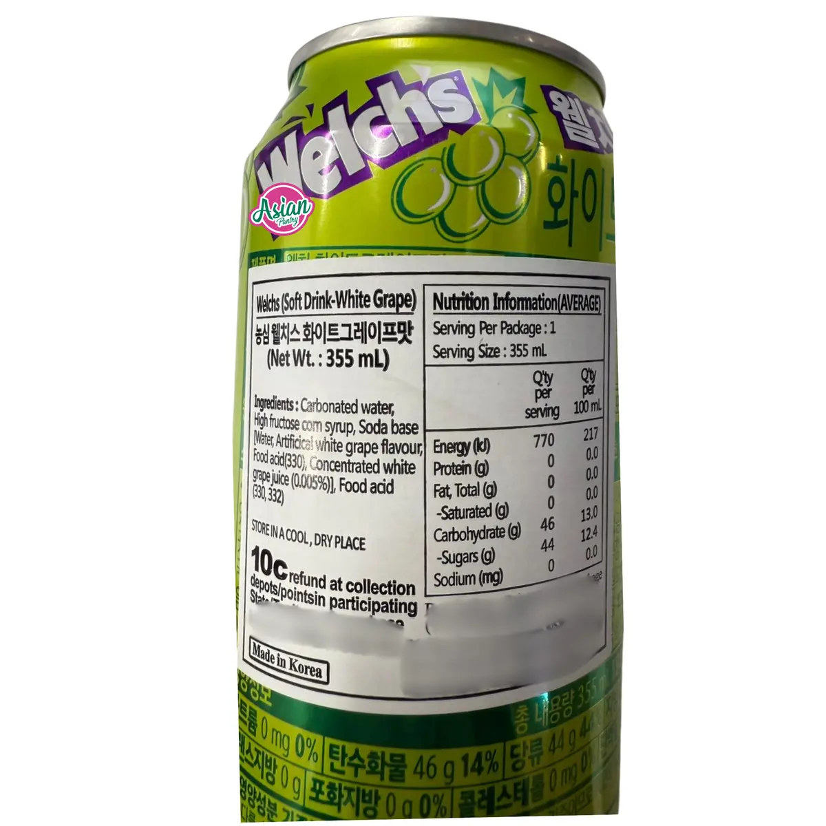 Welch's Soft Drink (White Grape) 355Ml 2