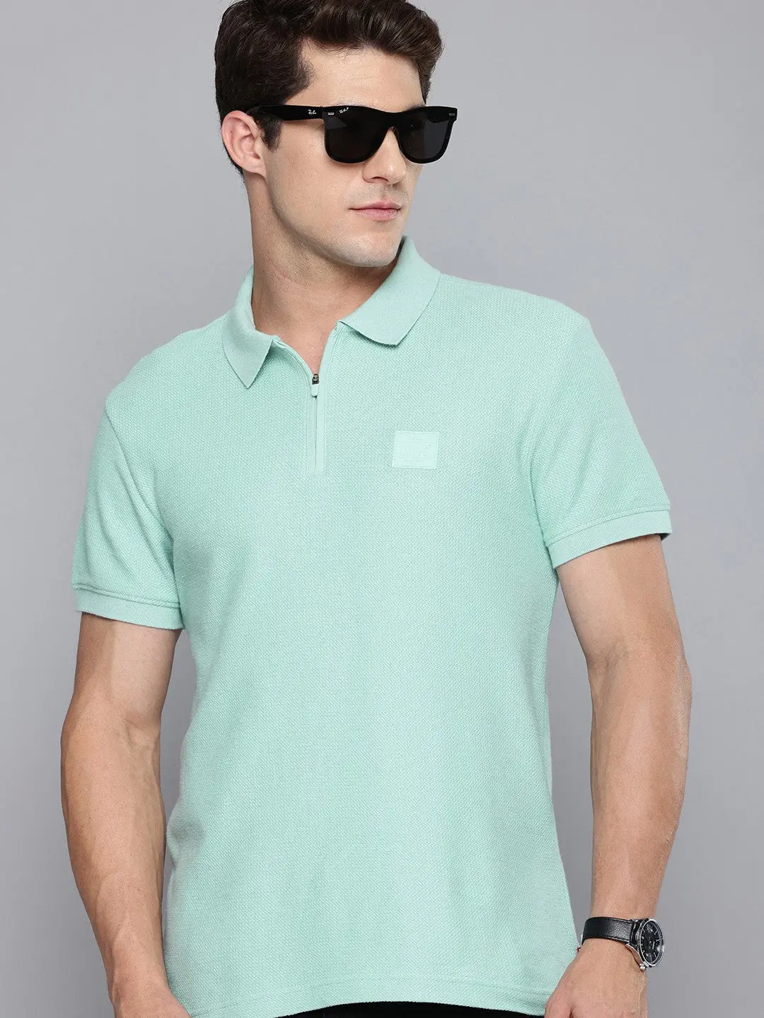 Men's Textured Slim Fit Polo T-Shirt 5