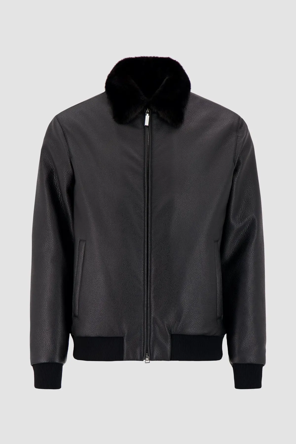 Hettabretz Black Deer Leather And Mink Bomber Jacket 1