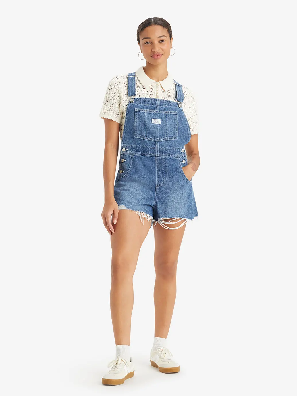 Women's Solid Blue Overalls 1