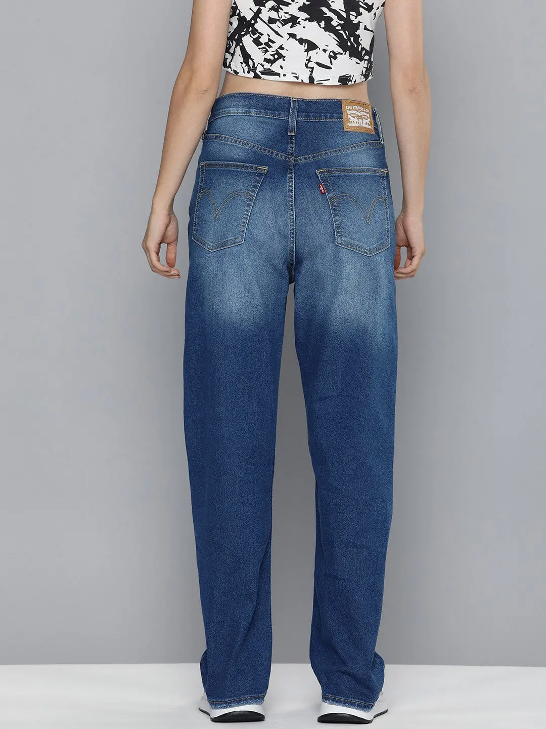 Women's Blue Ribcage Straight Fit High Rise Jeans 3