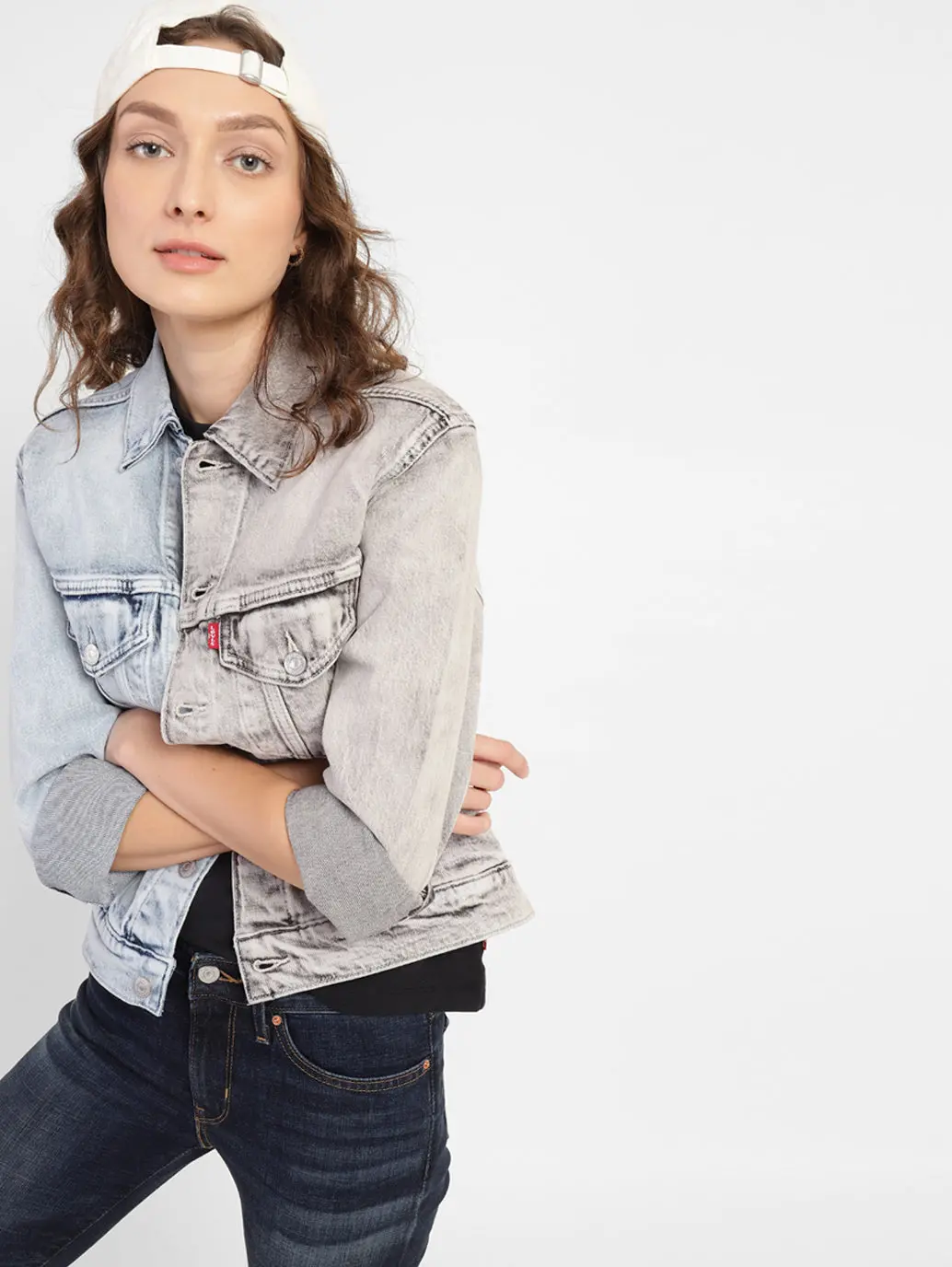 Women's Colorblock Spread Collar Denim Jacket 2