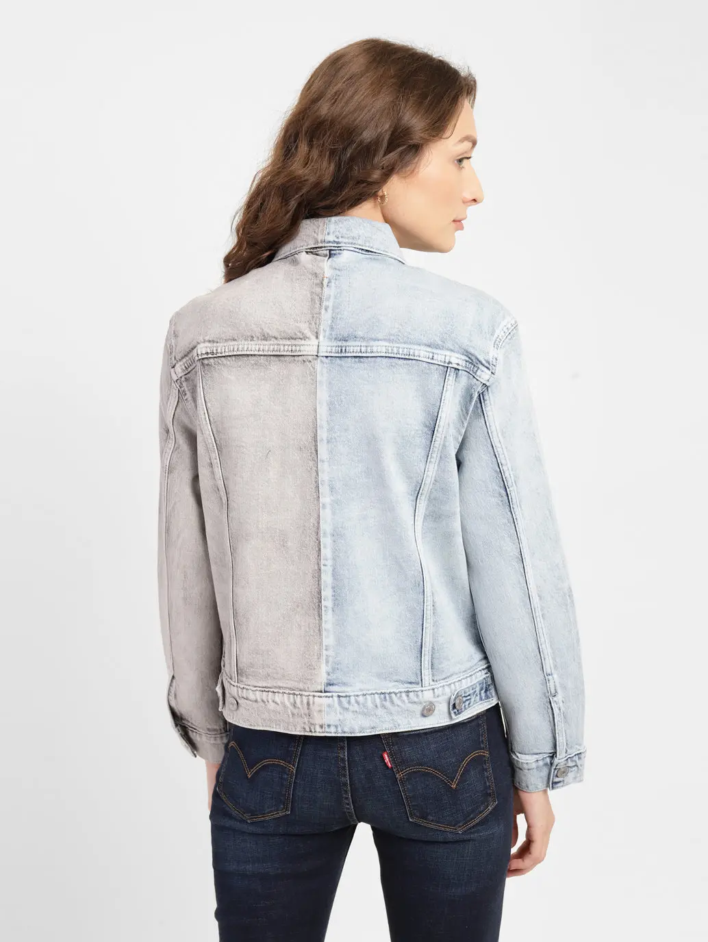 Women's Colorblock Spread Collar Denim Jacket 3