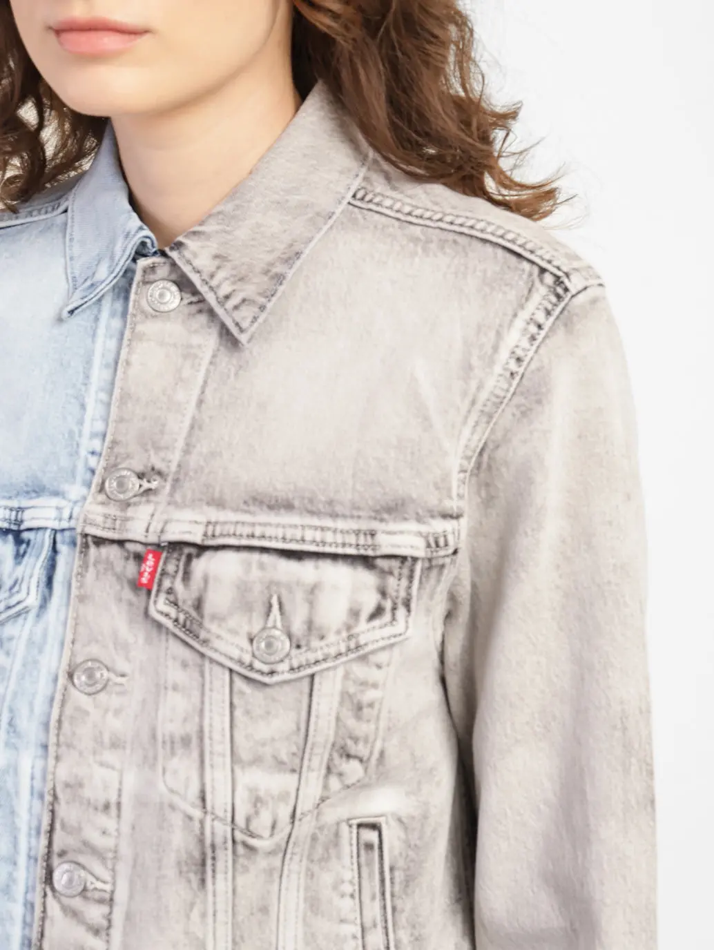 Women's Colorblock Spread Collar Denim Jacket 5