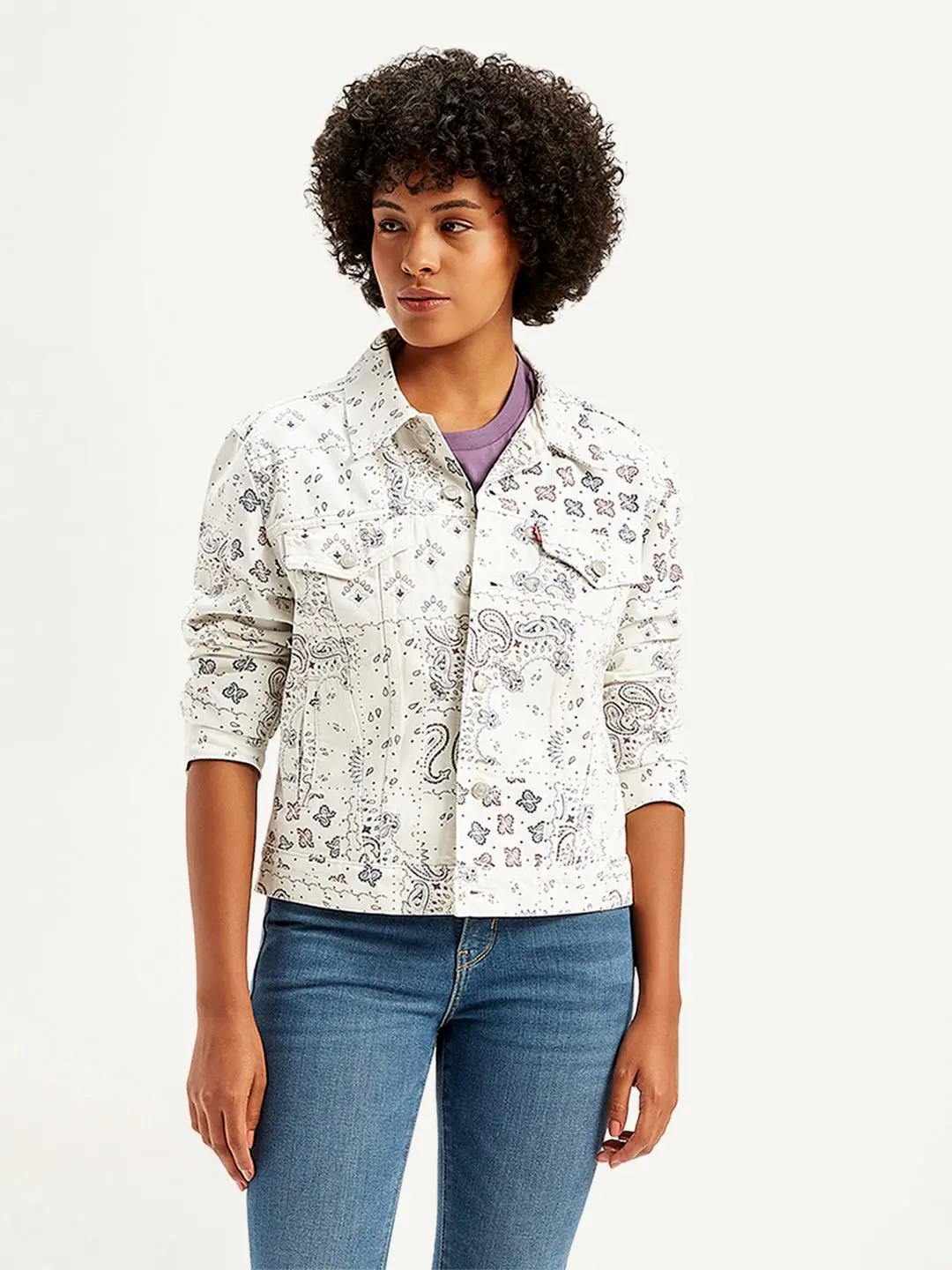 Women's Printed White Jacket 1