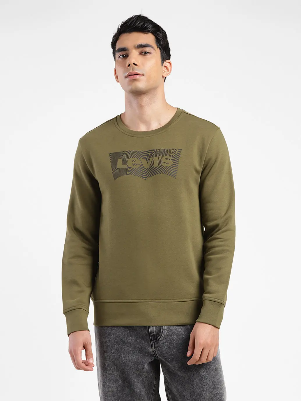 Men's Brand Logo Crew Neck Sweatshirt Green 1