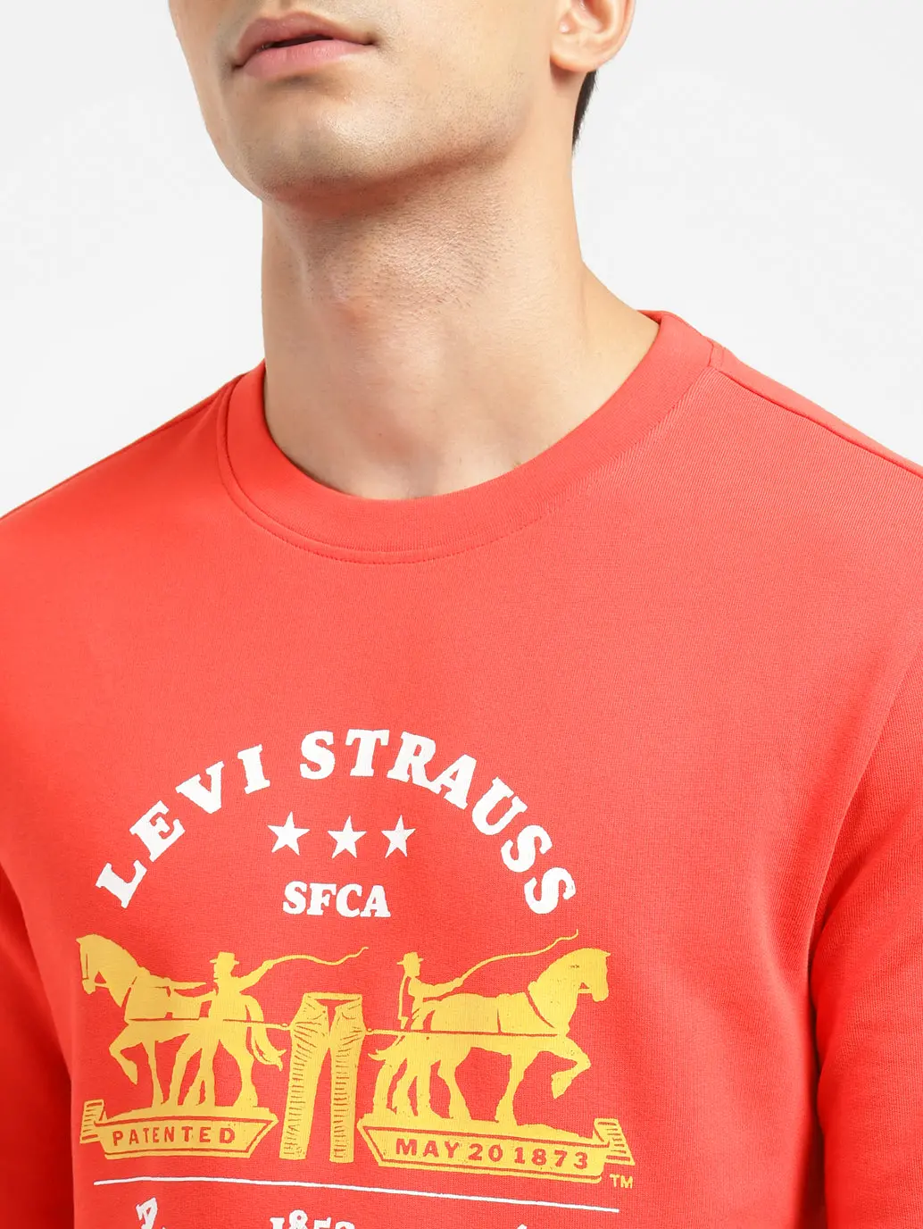 Men's Graphic Print Crew Neck Sweatshirt Red 4
