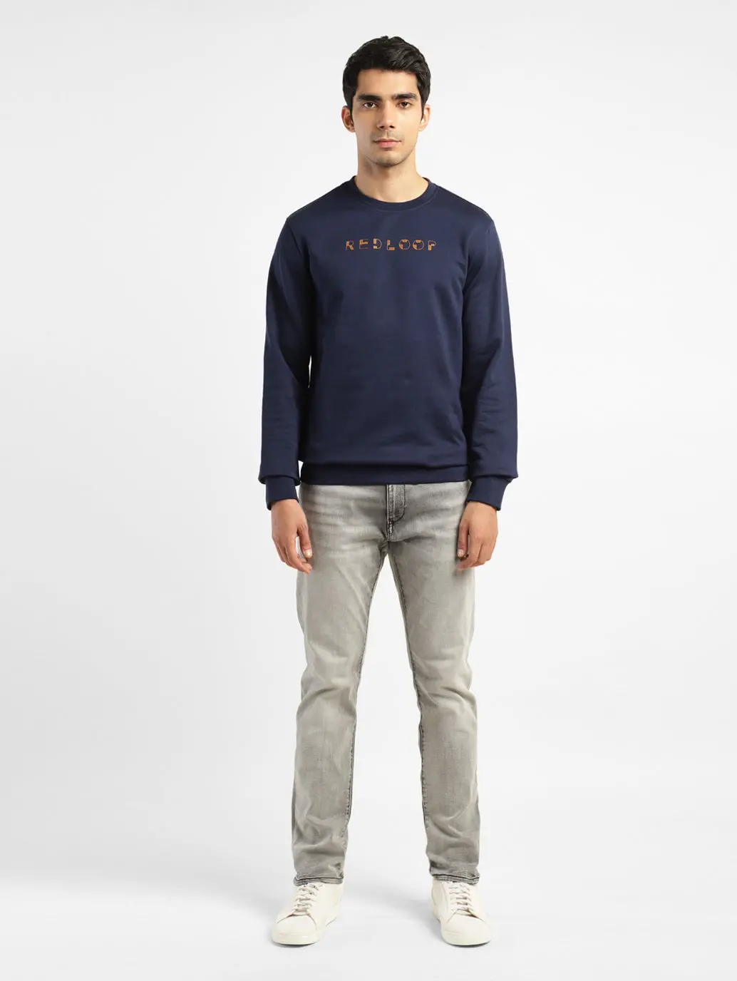 Men's Brand Logo Blue Crew Neck Sweatshirt 1