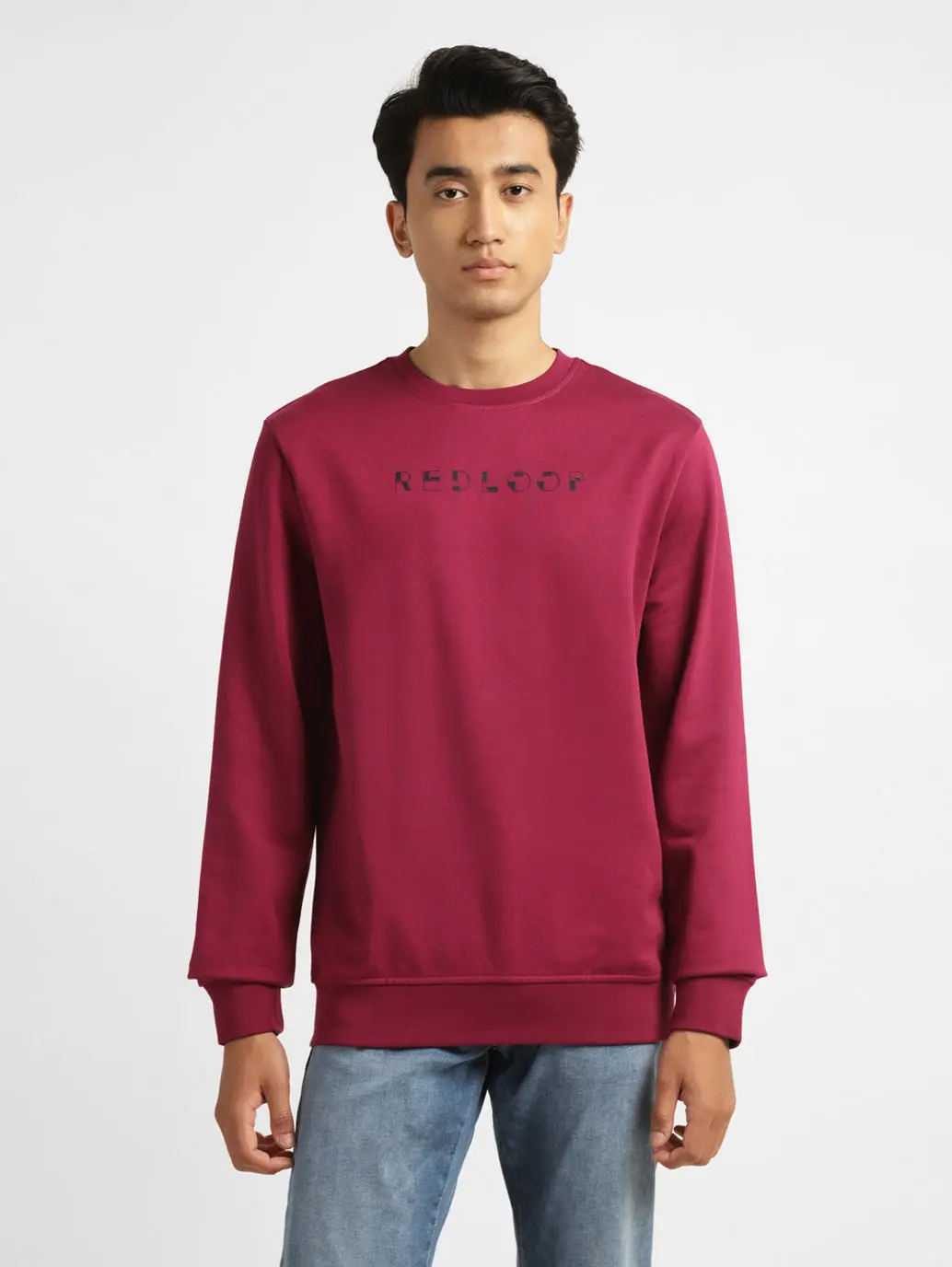 Men's Brand Logo Red Crew Neck Sweatshirt 1