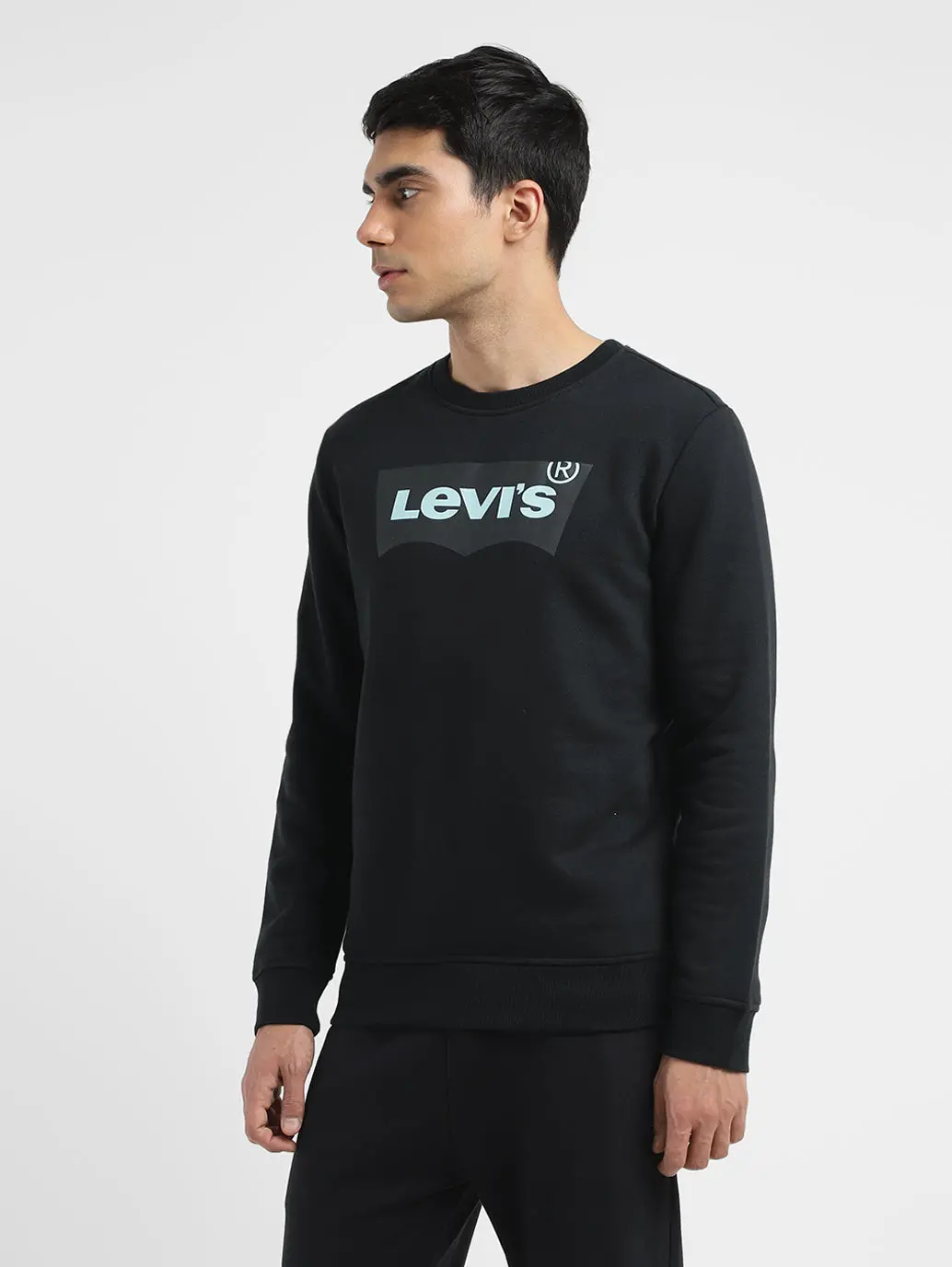 Men's Solid Black Crew Neck Sweatshirt 4