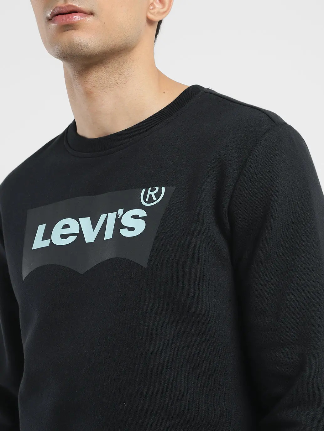 Men's Solid Black Crew Neck Sweatshirt 5