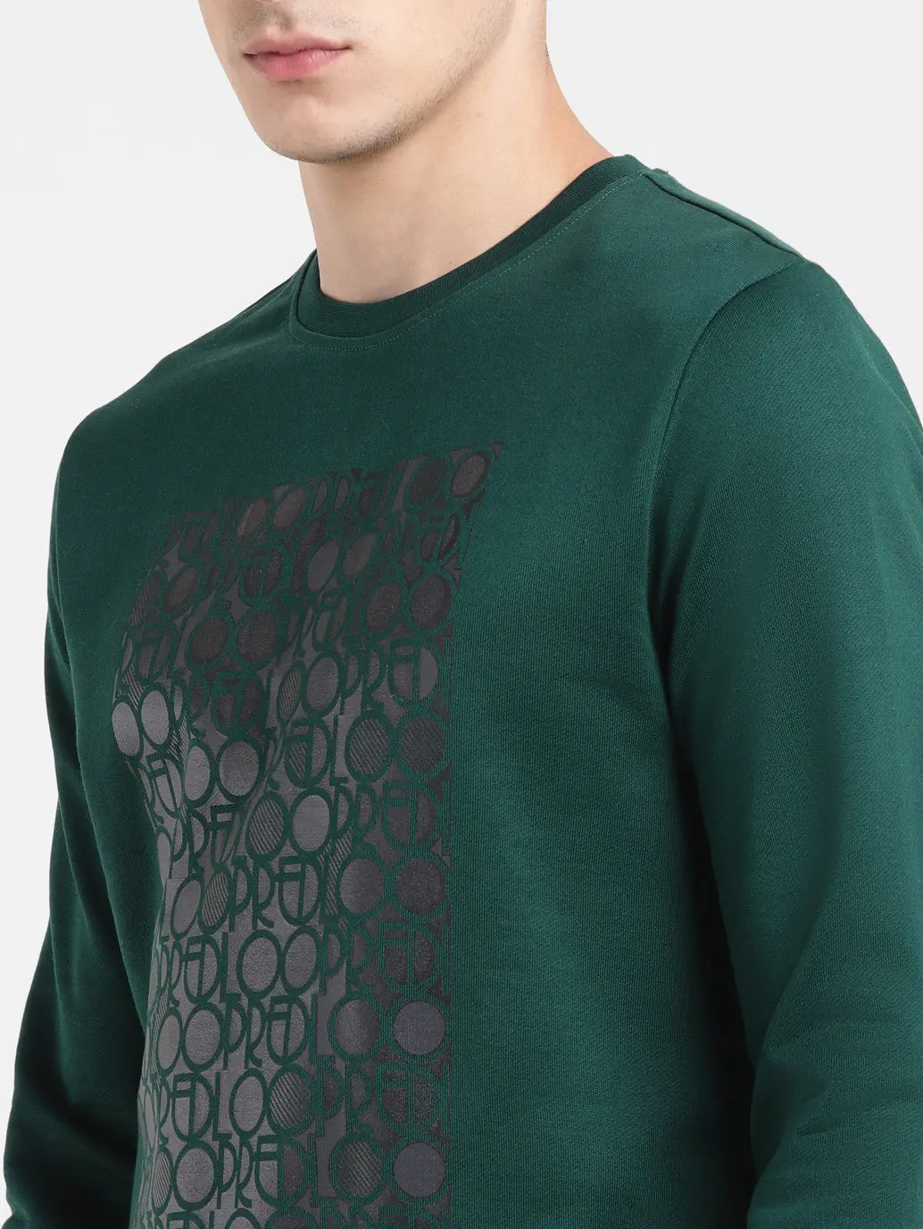 Men's Solid Green Crew Neck Sweatshirt 5