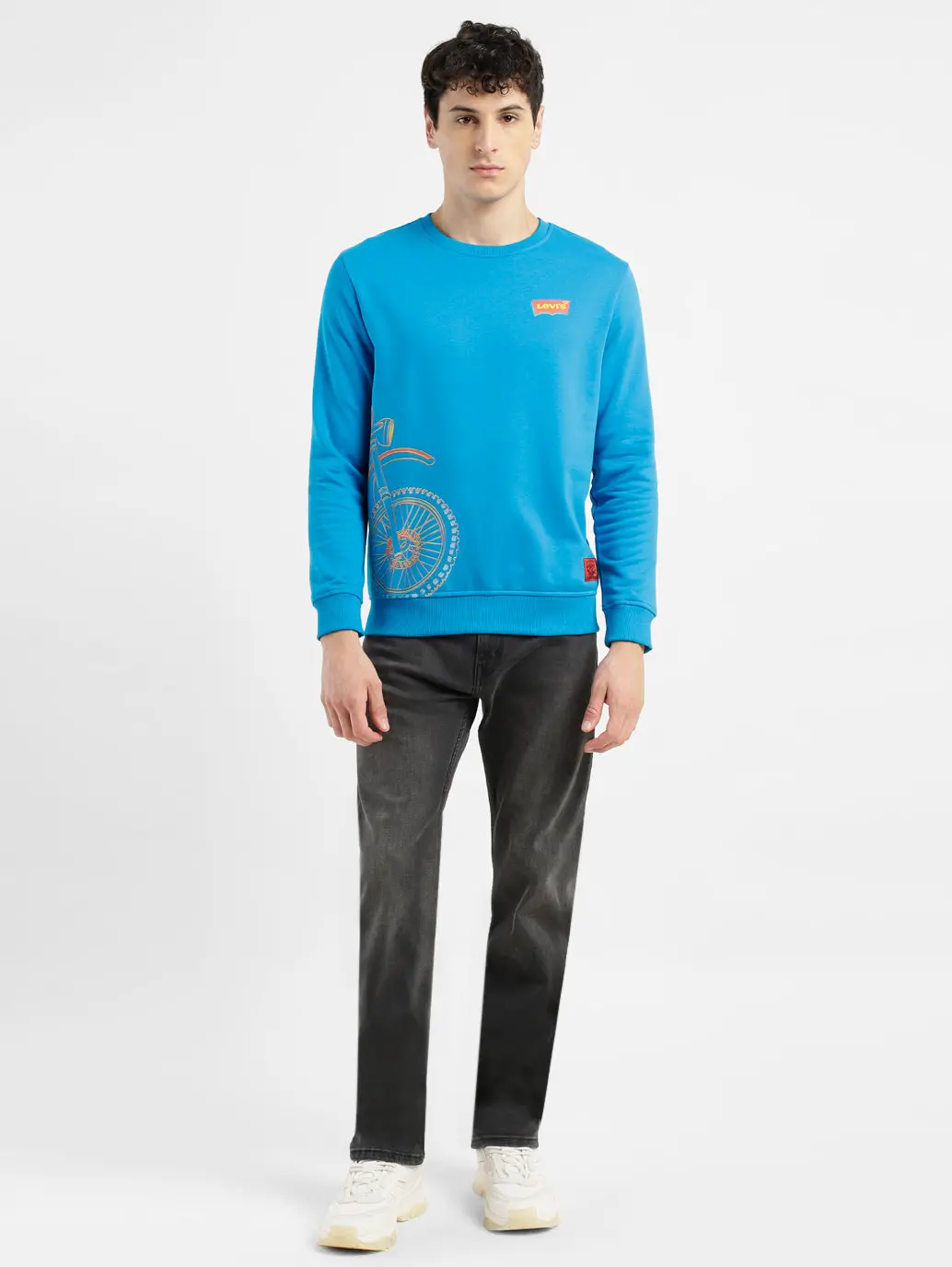 Men's Solid Blue Crew Neck Sweatshirt 1