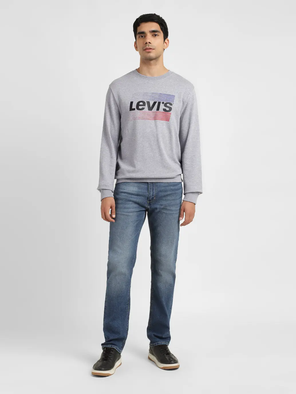Men's Solid Grey Crew Neck Sweatshirt 1