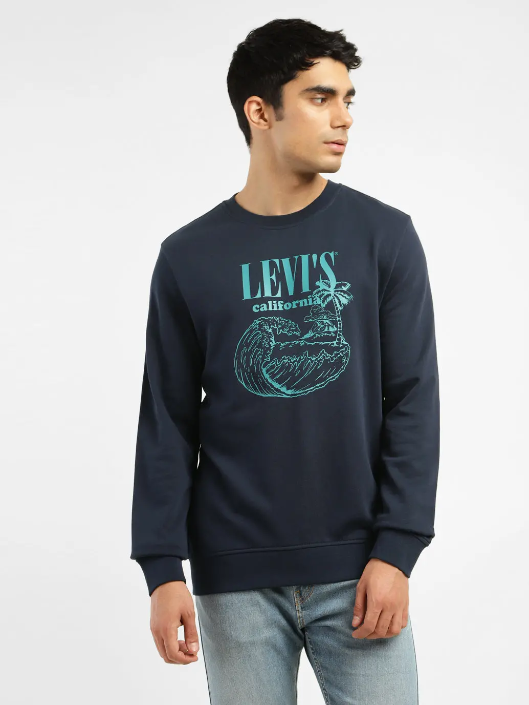 Men's Brand Logo Navy Crew Neck Sweatshirt 1