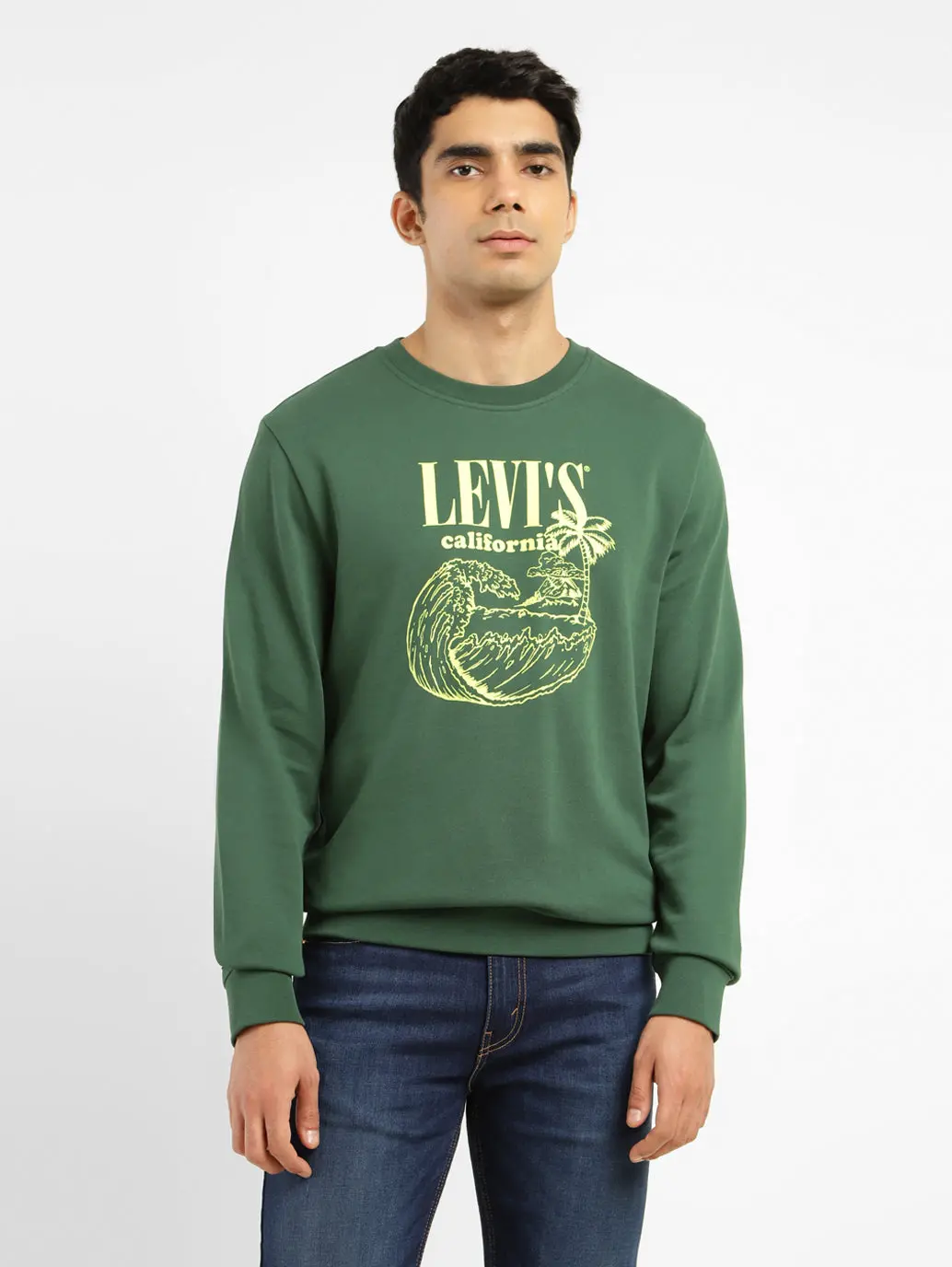 Men's Brand Logo Green Crew Neck Sweatshirt 1