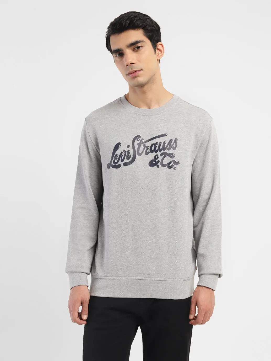 Men's Brand Logo Grey Crew Neck Sweatshirt 2
