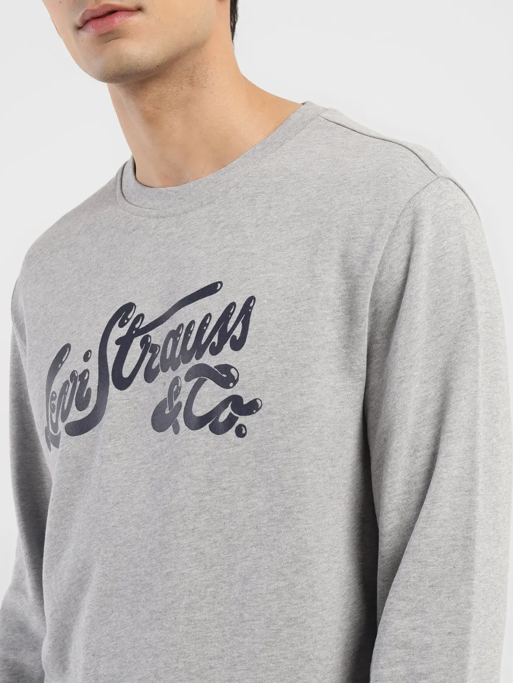 Men's Brand Logo Grey Crew Neck Sweatshirt 5