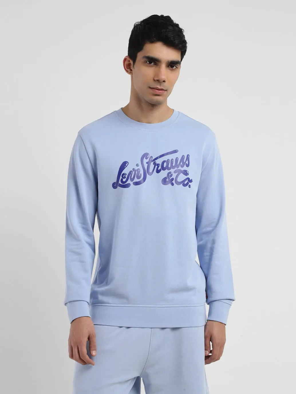 Men's Brand Logo Blue Crew Neck Sweatshirt 2