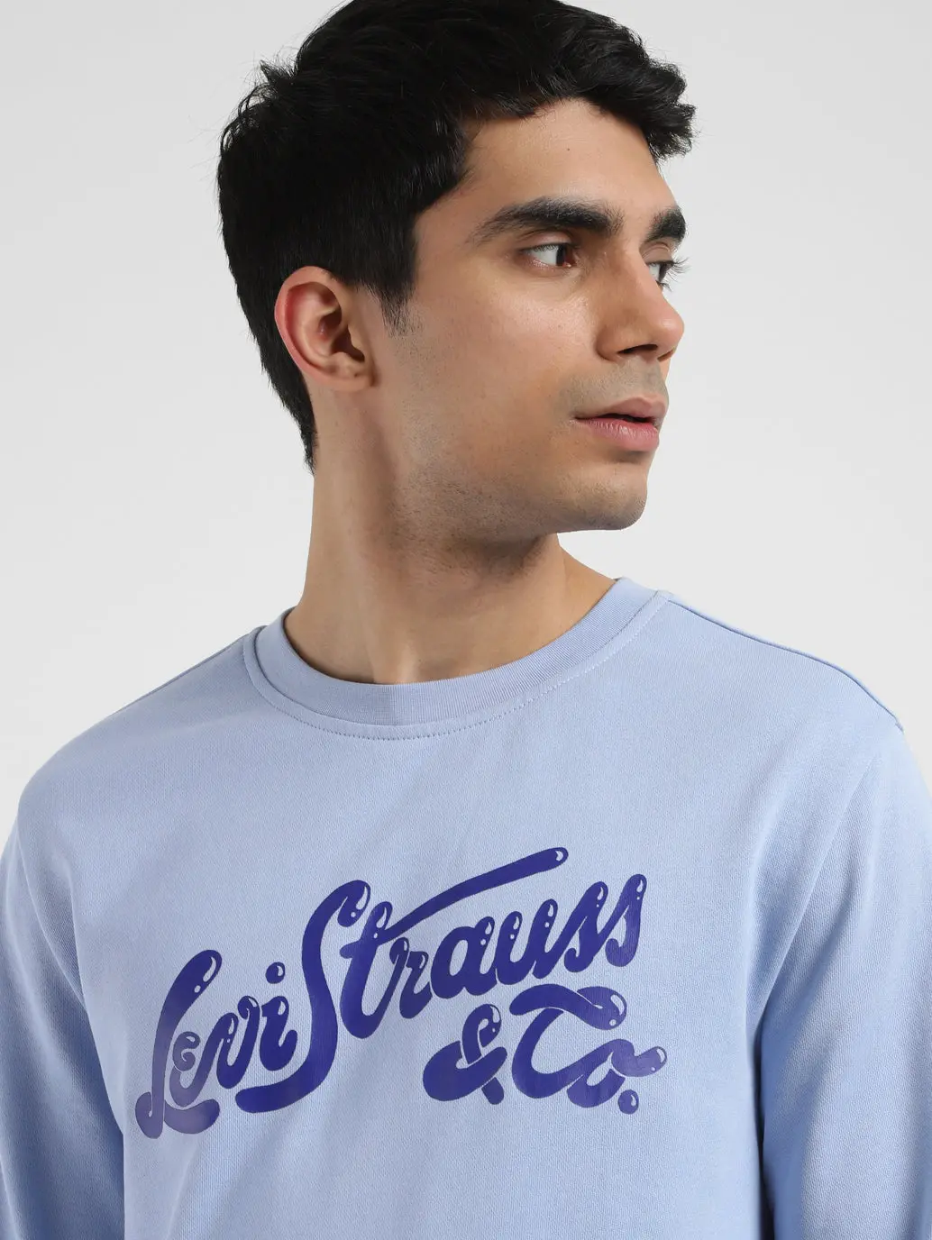 Men's Brand Logo Blue Crew Neck Sweatshirt 5