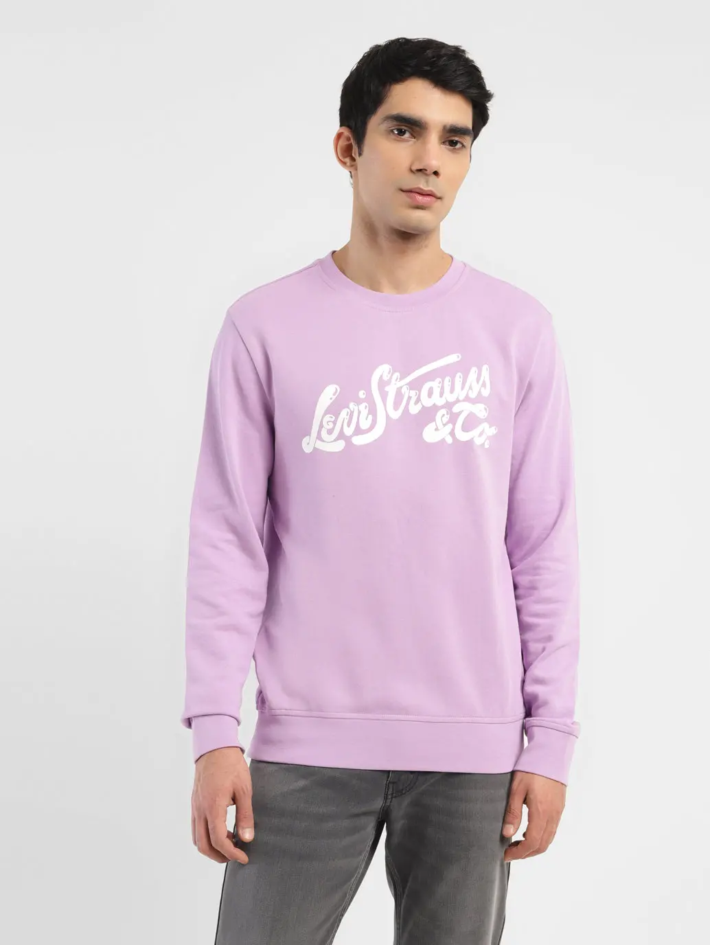 Men's Brand Logo Purple Crew Neck Sweatshirt 2