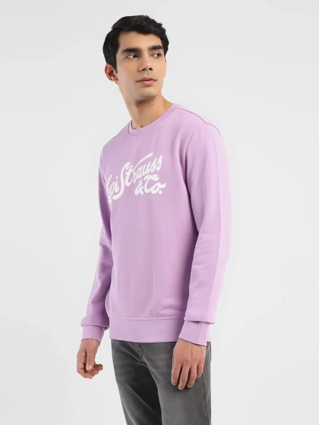 Men's Brand Logo Purple Crew Neck Sweatshirt 4