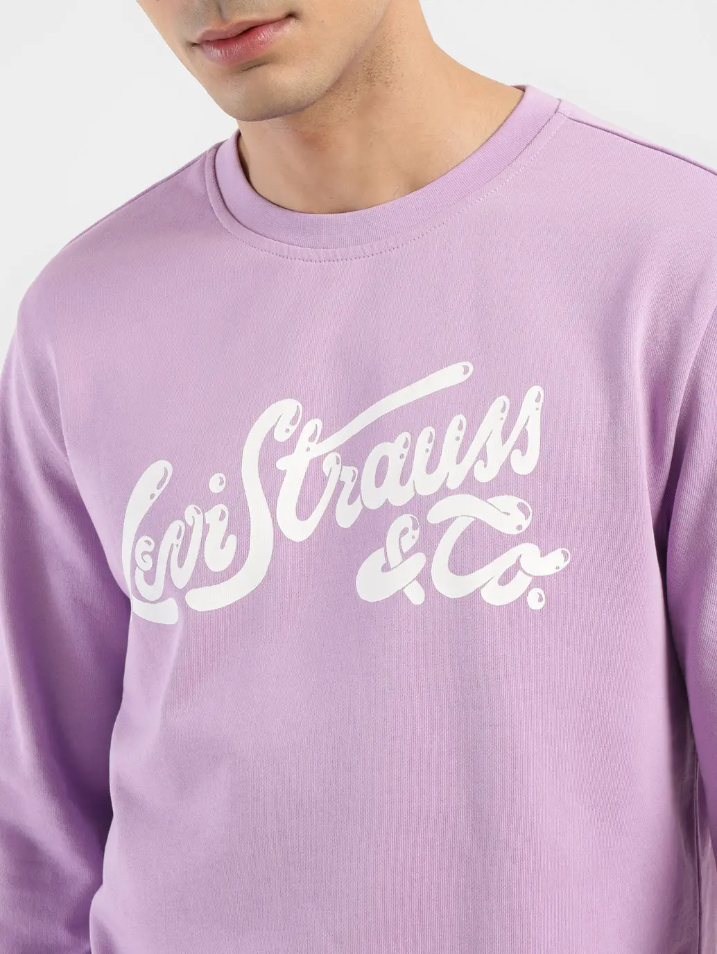 Men's Brand Logo Purple Crew Neck Sweatshirt 5
