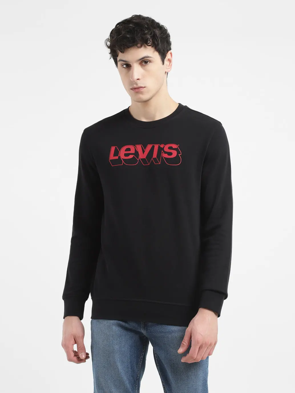 Men's Brand Logo Black Crew Neck Sweatshirt 2