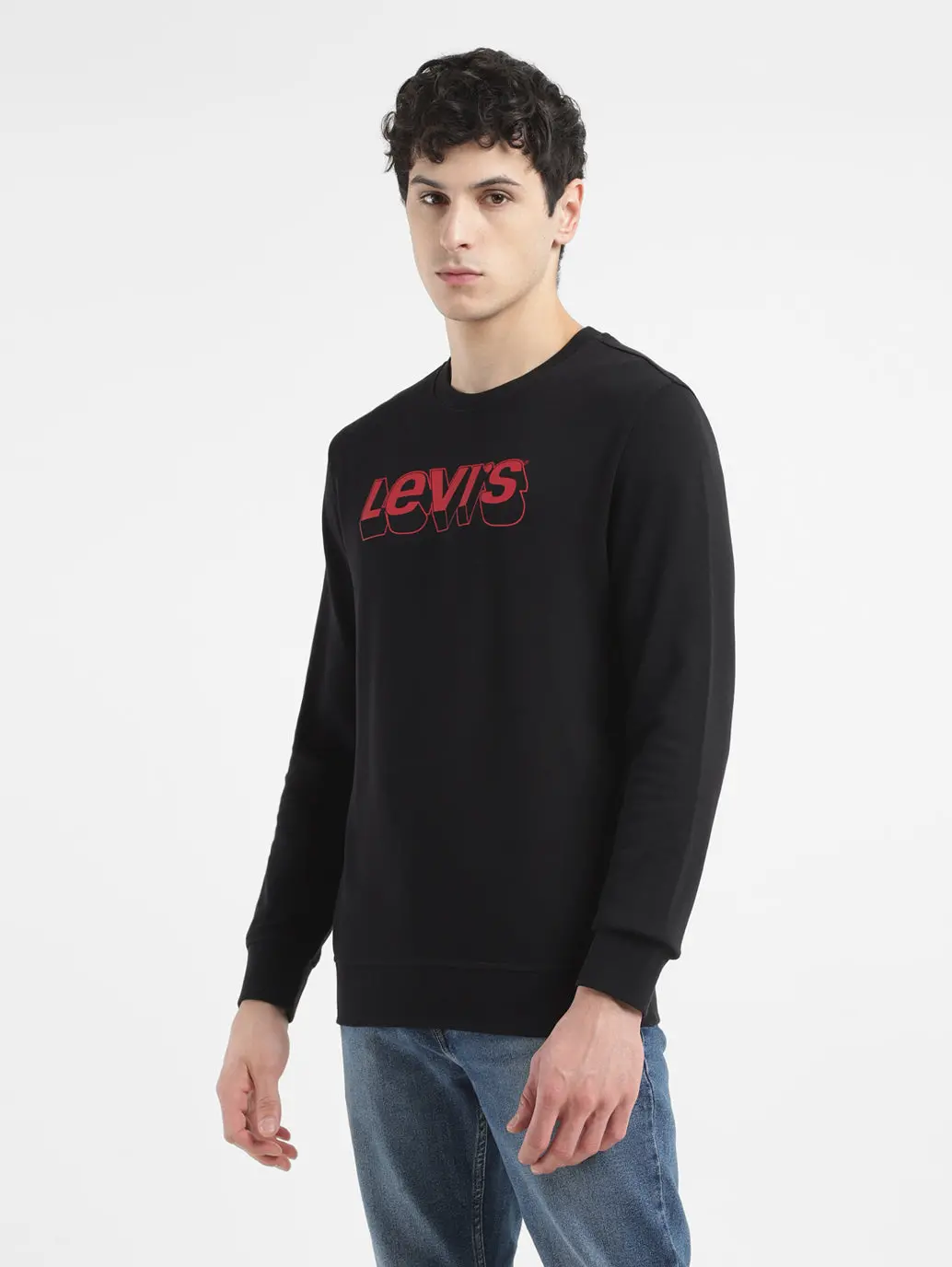 Men's Brand Logo Black Crew Neck Sweatshirt 4