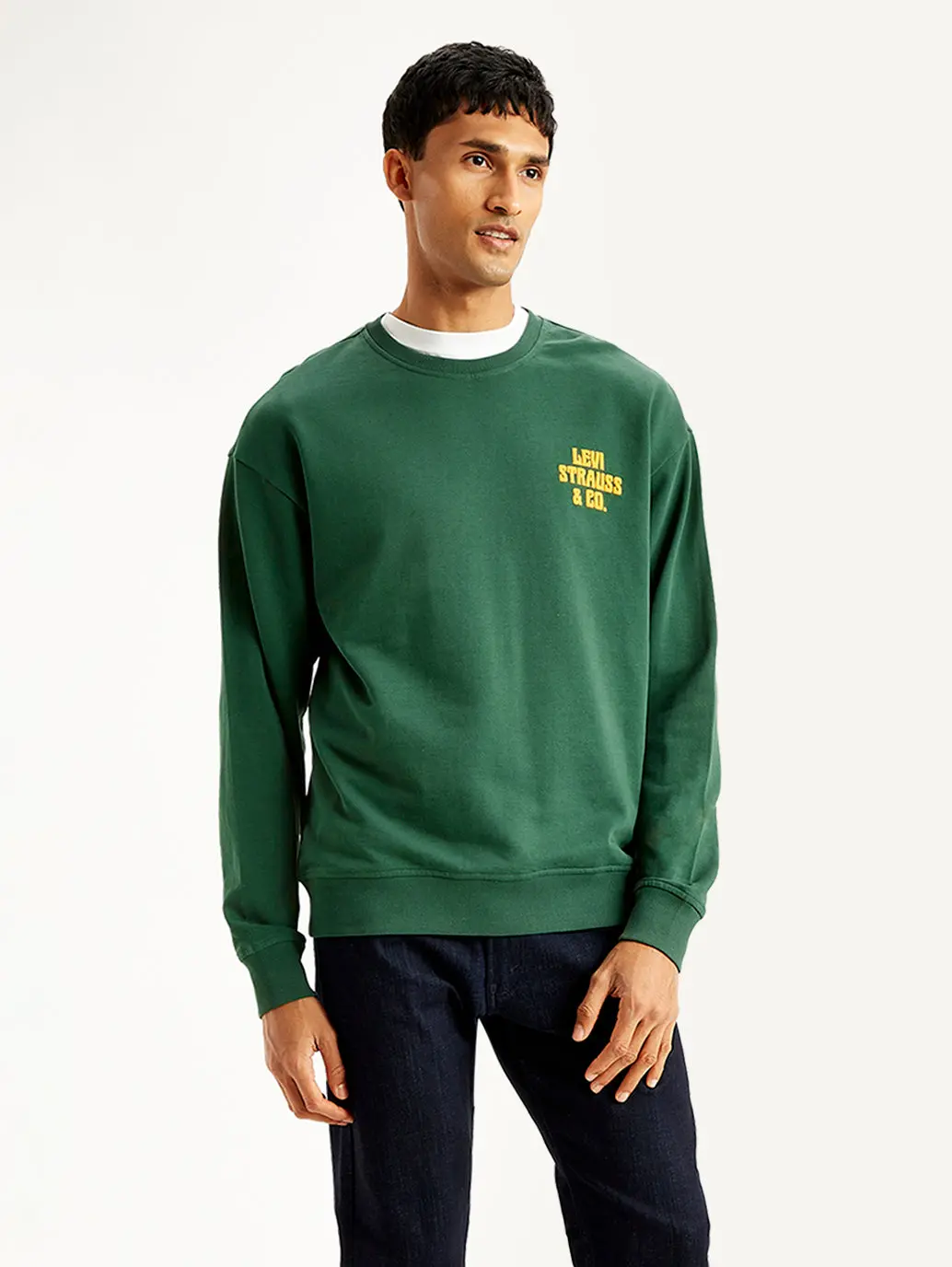 Men's Solid Green Crew Neck Sweatshirt 5