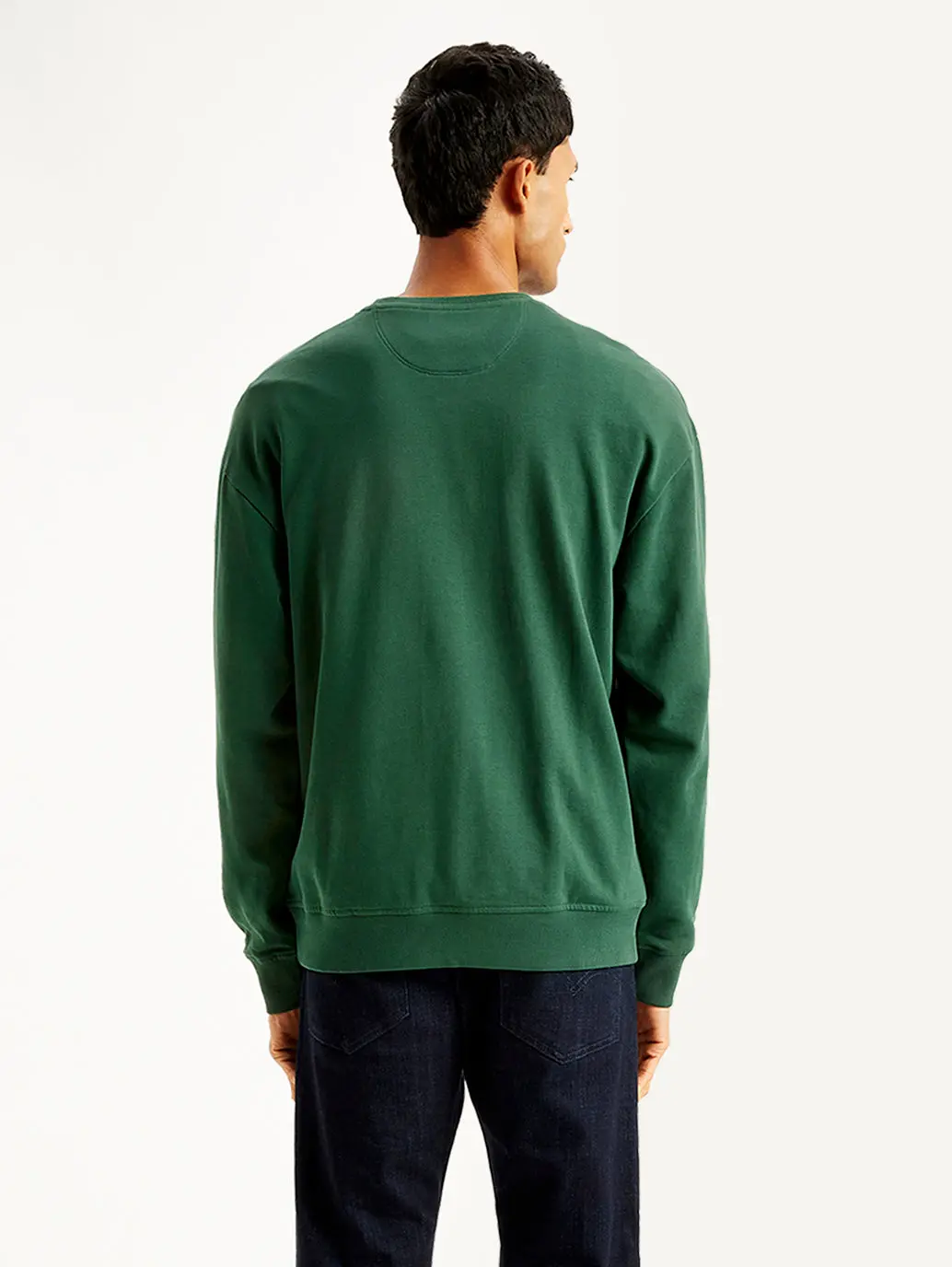 Men's Solid Green Crew Neck Sweatshirt 3