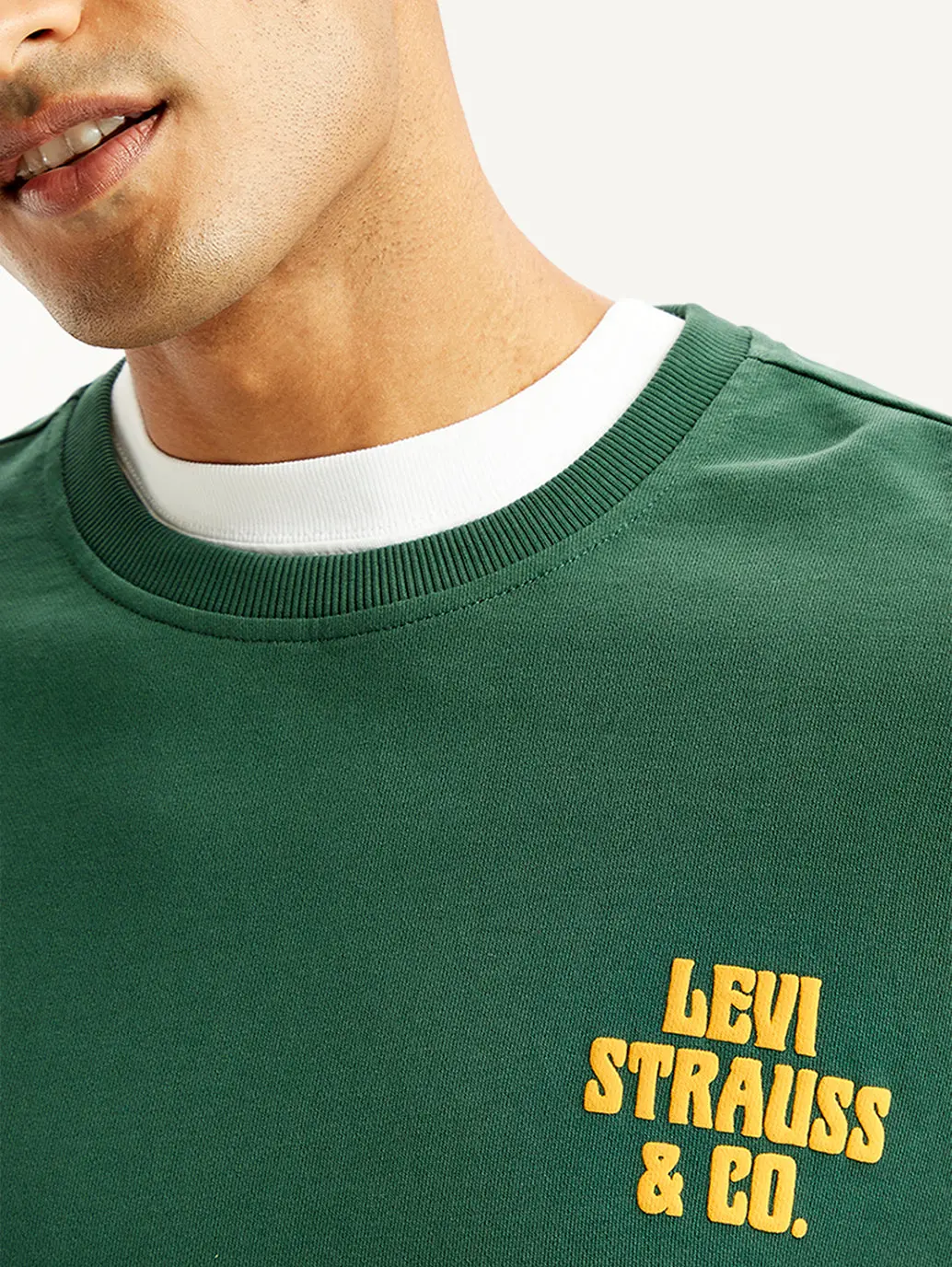 Men's Solid Green Crew Neck Sweatshirt 4