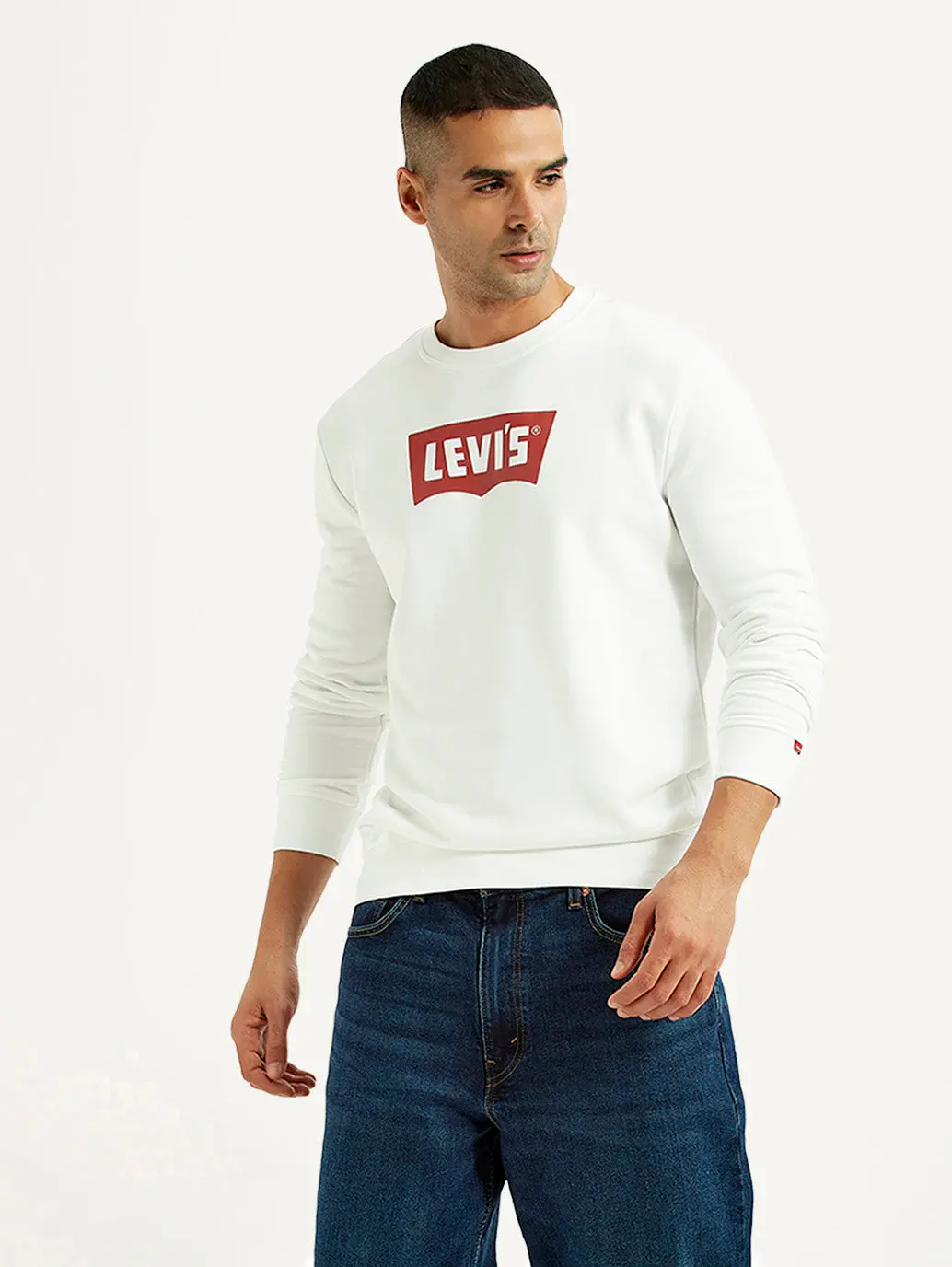 Men's Typographic Print White Slim Fit Sweatshirt 1